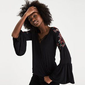 American Eagle Embroidered Bell Sleeve Top